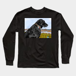 Black Labrador Retriever on the Pond Long Sleeve T-Shirt